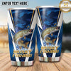 Maxcorners Fishing Tumbler Navy White Angular Chevron Design Personalized Name Tumbler (13 Species)