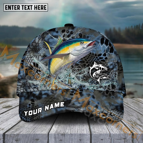 Maxcorners Tuna FishingBlue Kryptek Camo Pattern Sport Pattern Personalized Name 3D Cap MT173