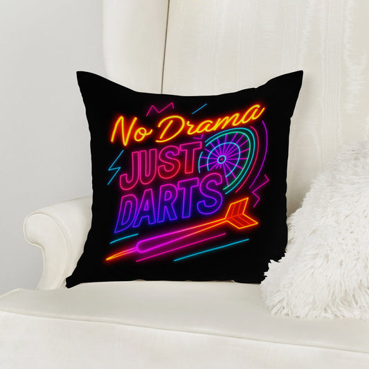 Maxcorners Darts No Drama Just Darts Neon Quote Multicolor Customized Name 3D Pillow