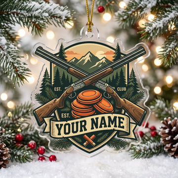 Maxcorners Clay Shooting Mountain Shotguns And Clay Targets Customized Name 3D Keychain And Ornament