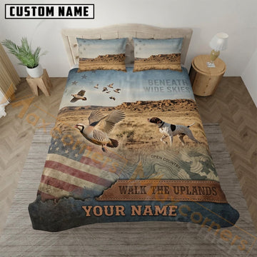Maxcorners Upland Bird Hunting American Flag Walk The Uplands Bedding Set 3D Print Custom Name