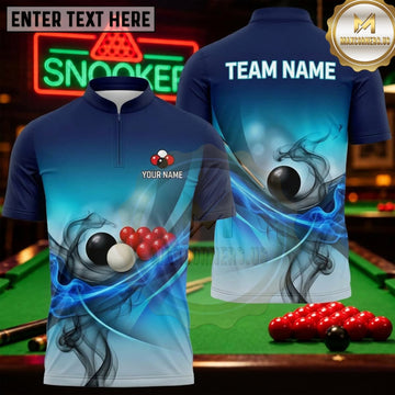Maxcorners Snooker Navy Blue Cyan Cosmic Orbit Personalized Name 3D Unisex Shirt