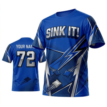 Maxcorners Cornhole Sink It Royal Blue Lightning Personalized Name 3D Unisex Shirt