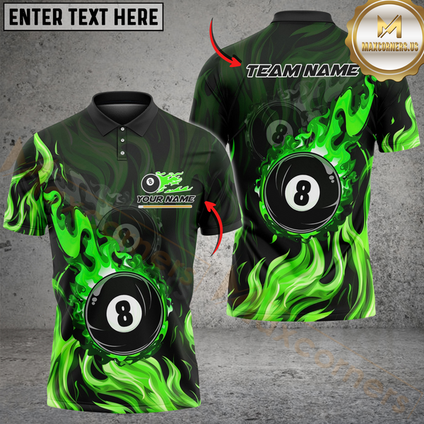 Maxcorners Billiards 8 Ball Double Fire Multicolor Customized Name, Team Name 3D Shirt