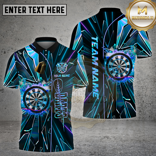 Maxcorners Dart Cyber Neon Impact Dartboard Multicolor Options Personalized Name, Team Name 3D Shirt (4 Colors)