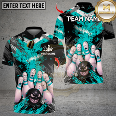 Maxcorners Bowling Angry Ball vs Screaming Pins Multicolor Customized Name, Team Name 3D Shirts