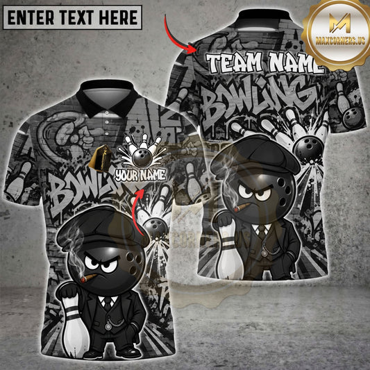 Maxcorners Bowling Ball & Dynamic Style Strike Graphic Customized Name, Team Name 3D Shirts