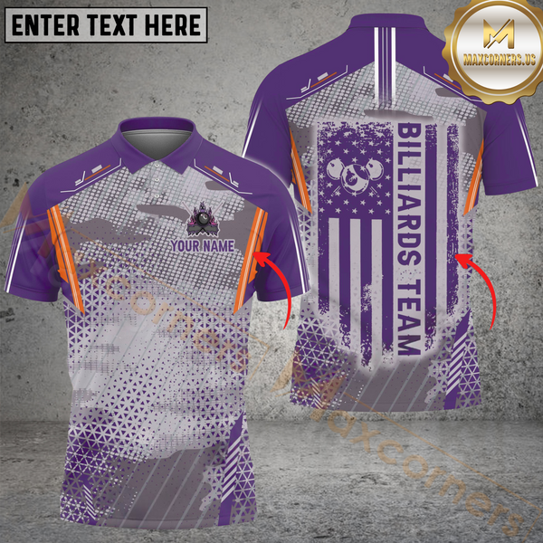 Maxcorners Billiard 8-Ball Pool Fire Camo Multicolor Personalized Name, Team Name 3D Shirt