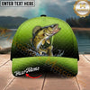 Maxcorners Fishing Lime Green Scale Personalized Name 3D Cap (12 Fish Species)