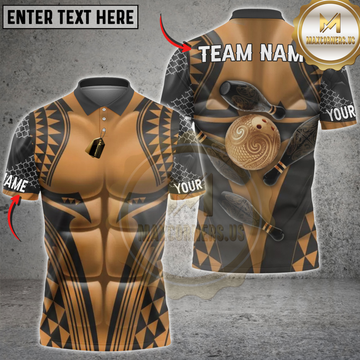 Maxcorners Bowling Tribal Strike Ball and Pins Dynamic Design Personalized Name, Team Name 3D Shirt