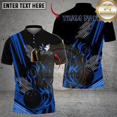 Maxcorners Bowling And Pins Flame Strike Minimalist Black Customized Name, Team Name 3D Shirt (4 Colors)