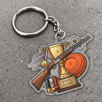 Maxcorners Clay Shooting Shotgun Shells And Clay Target Customized Name 3D Keychain And Ornament