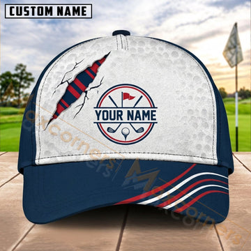 Maxcorners Golf USA Stripe Shield Dynamic Wave Personalized Name 3D Cap