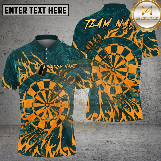 Maxcorners Darts Shirts Fire Vintage Multicolor Options Personalized Name, Team Name 3D Shirt (4 Colors)