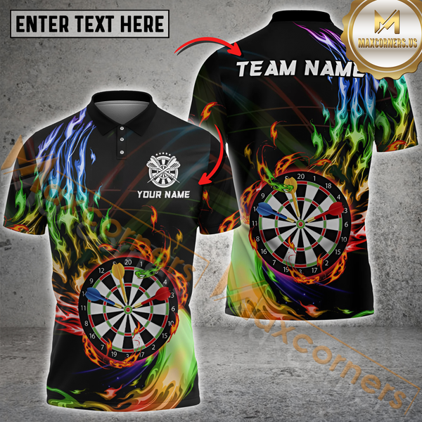 Maxcorners Fire Dart Flame Rainbow Color Personalized Name 3D Unisex Shirt