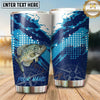 Maxcorners Fishing Tumbler Blue Pixel Ocean Wave Design Personalized Name Tumbler (13 Species)