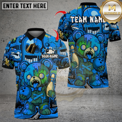 Maxcorners Zombie Teddy Bowling Multicolor Customized Name, Team Name 3D Shirts