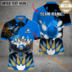 Maxcorners Eagle Paint Diamond Pattern Bowling Jersey Multicolor Option Customized Name, Team Name 3D Polo Shirt