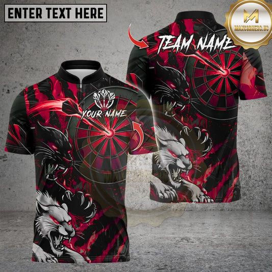 Maxcorners Darts Fierce Wolf Attack Multicolor Customized Name, Team Name 3D Shirts