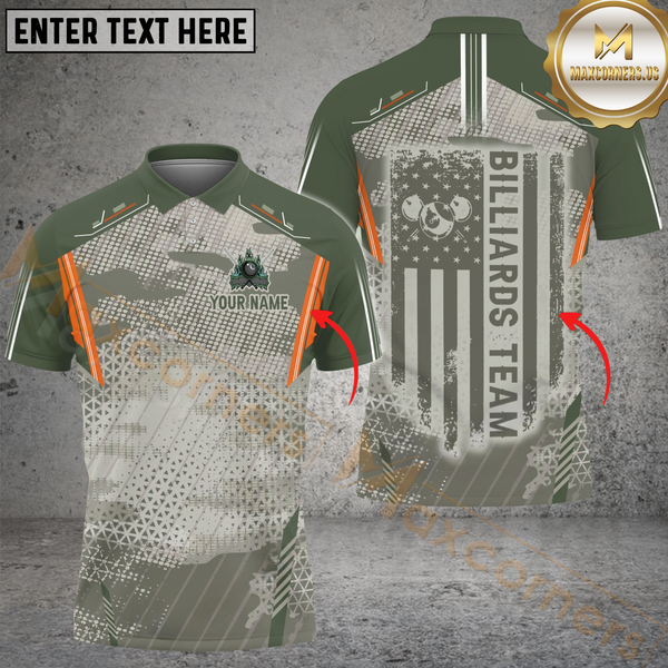 Maxcorners Billiard 8-Ball Pool Fire Camo Multicolor Personalized Name, Team Name 3D Shirt