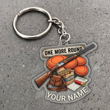 Maxcorners Clay Shooting One More Round Shotgun And Clay Targets Customized Name 3D Keychain And Ornament