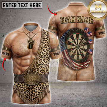 Maxcorners Darts Leopard Print Sash Body Dartboard Personalized Name 3D Unisex Shirt
