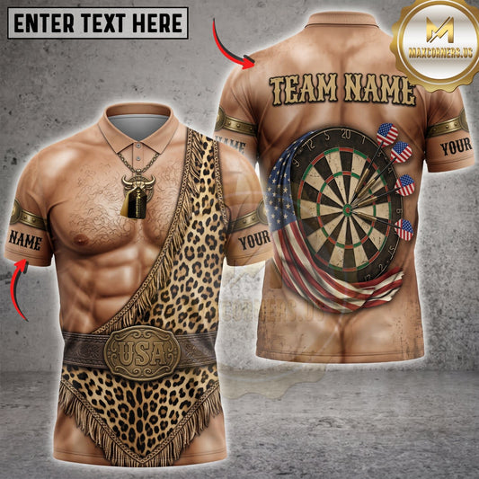 Maxcorners Darts Leopard Print Sash Body Dartboard Personalized Name 3D Unisex Shirt