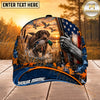 Maxcorners Dog Hunting And Duck American Flag Marsh Sunset Hunting Scene Multiple Options Personalized Name 3D Cap