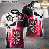 Maxcorners Darts Punished Skull Flame MutilColor Option Customized Name, Team Name 3D Polo Shirt