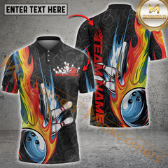 Maxcorners Bowling Fireball Bowling Blast Rainbow Color Personalized Name 3D Unisex Shirt