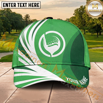 Maxcorners Golf Green Swirl Design Personalized Cap