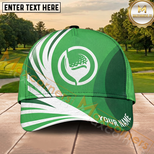 Maxcorners Golf Green Swirl Design Personalized Cap