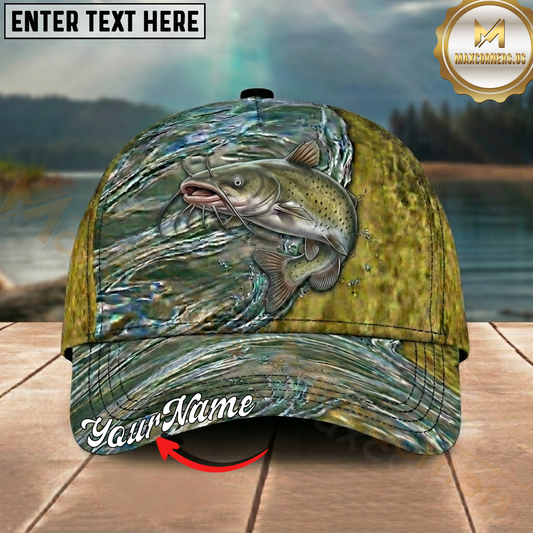 Maxcorners Fishing Metallic Water Ripple Texture Personalized 3D Cap (12 Fish Species)