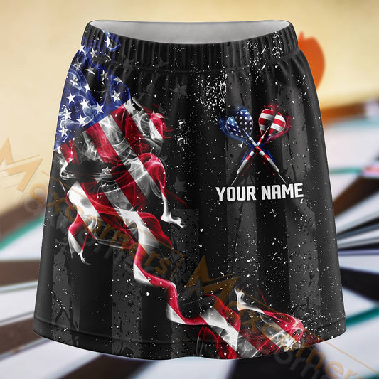 Maxcorners Darts Distressed American Flag Eagle Dartboard Personalized 3D Skort, Skirts With Shorts