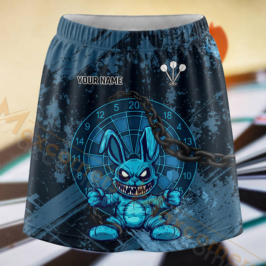Maxcorners Darts Blue Cartoon Bunny Dartboard Personalized 3D Skort, Skirts With Shorts