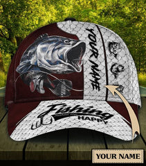 Maxcorners Personalized Text Fishing Makes Me Happy 3D Cap