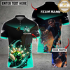 Maxcorners Bowling Blue Strike Pins & Ball Splash Multicolor Customized Name, Team Name And Photo 3D Shirt