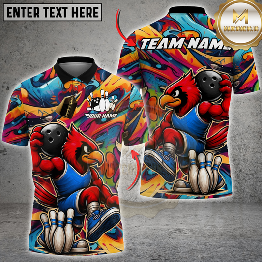 Maxcorners Bowling Cardinal Warrior Multicolor Customized Name, Team Name 3D Shirt