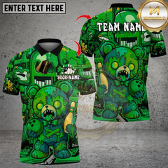 Maxcorners Zombie Teddy Bowling Multicolor Customized Name, Team Name 3D Shirts