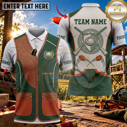Maxcorners Clay Shooting Vintage Target Emblem Vest Multicolor Customized Name Team Name 3D Shirts (4 Colors)