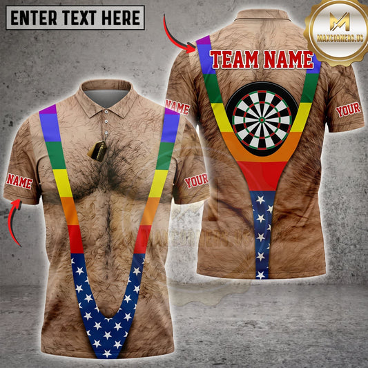 Maxcorners Darts Funny Caveman Costume Yellow Tie Classic Dartboard Personalized Name 3D Unisex Shirt