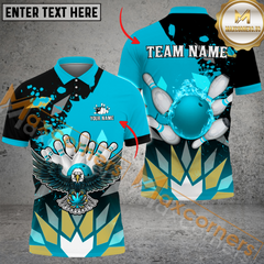 Maxcorners Eagle Paint Diamond Pattern Bowling Jersey Multicolor Option Customized Name, Team Name 3D Polo Shirt