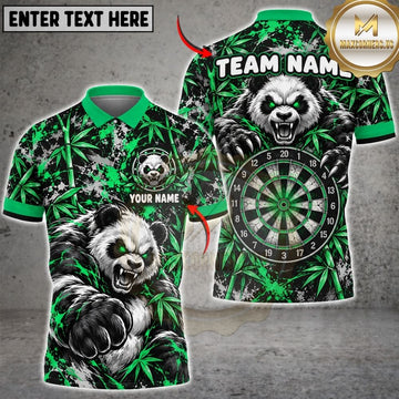 Maxcorners Darts Angry Panda Mascot Bamboo Leaf Target Board Graphic Multicolor Customized Name, Team Name 3D Shirts