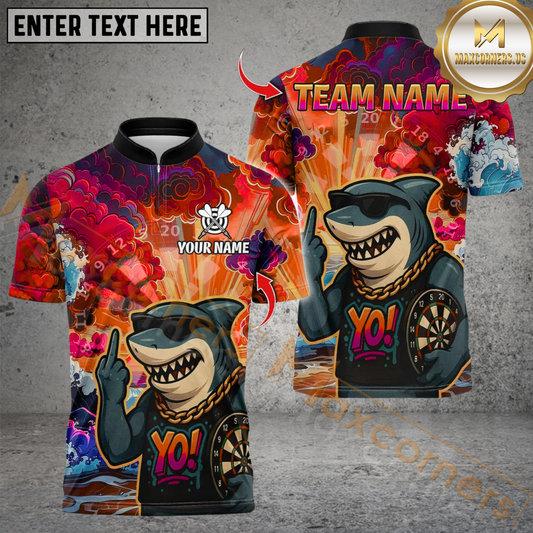Maxcorners Fierce Shark Dartboard  Multicolor Customized Name, Team Name 3D Shirts