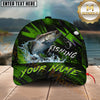 Maxcorners Fishing Neon Green Splash Personalized Name 3D Cap (12 Fish Species)