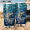 Maxcorners Fishing Tumbler Turquoise Scale Ocean Design Personalized Name Tumbler (13 Species)