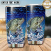 Maxcorners Fishing Tumbler Electric Blue Wave Grid Design Personalized Name Tumbler (13 Species)