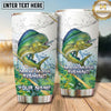 Maxcorners Fishing Tumbler White Gray Marble Hook Design Personalized Name Tumbler (13 Species)
