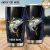 Maxcorners Fishing Tumbler Black Gold Honeycomb Shield Design Personalized Name Tumbler (13 Species)