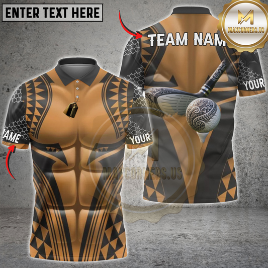 Maxcorners Golf Tribal Muscle Golfer Swing Sport Art Personalized Name, Team Name 3D Shirt